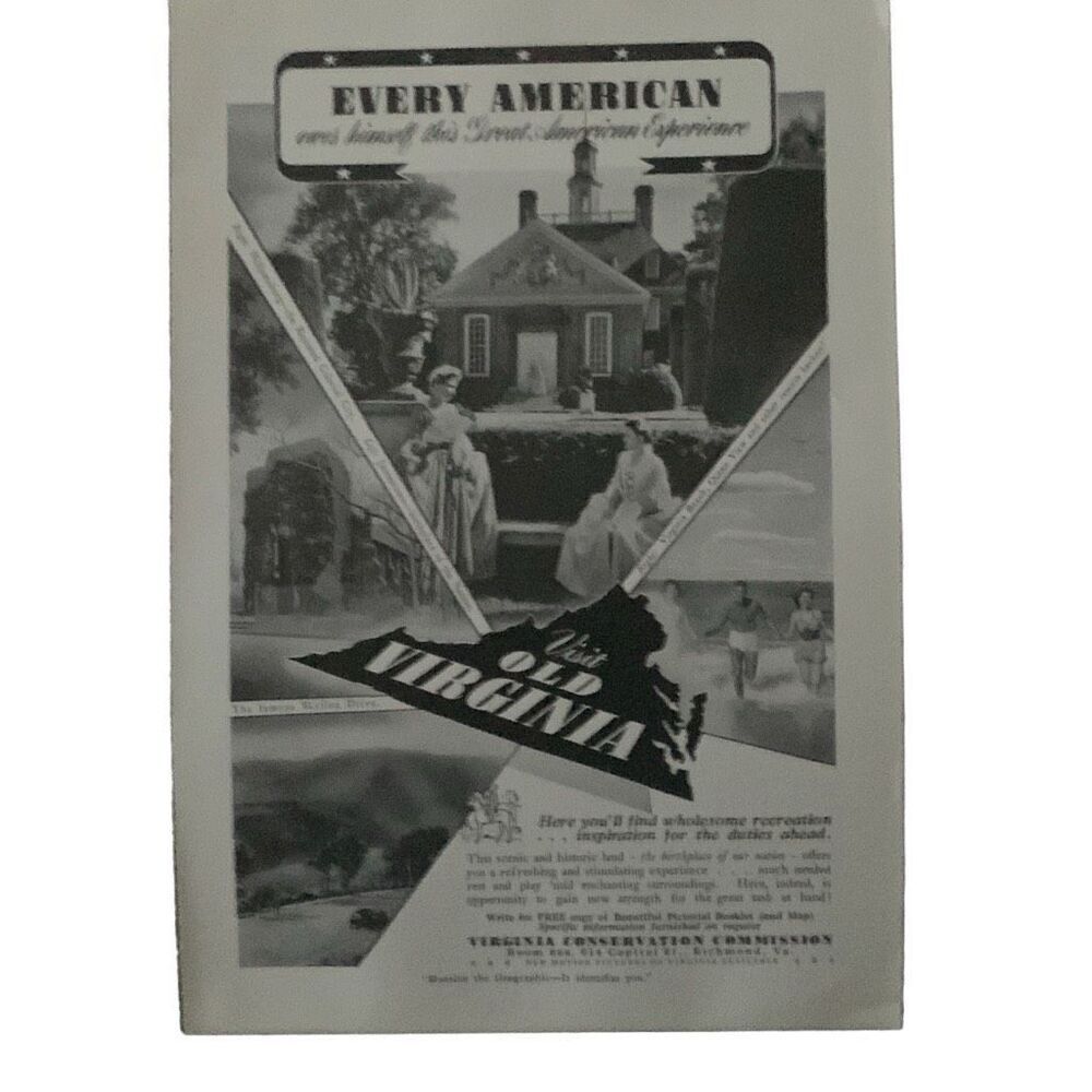 Vintage 1942 Virginia Conservation Every American Ad Advertisement